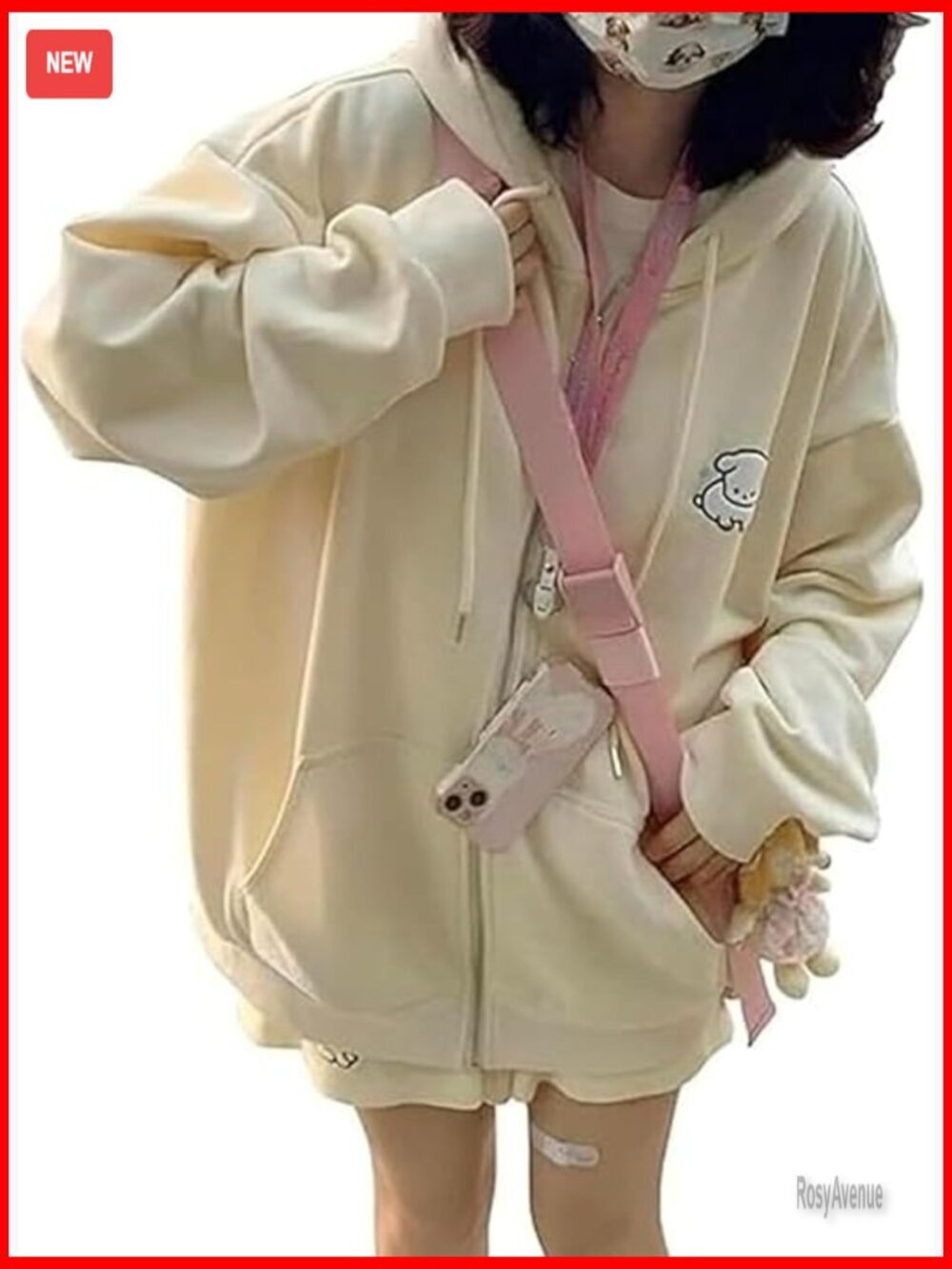 Cute Oversized Zip Up Hoodie Cartoon Y2K Jacket Loose Fit